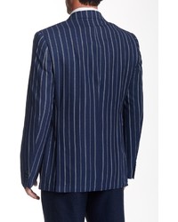 Zanetti Blue Stripe Two Button Notch Lapel Wool Jacket