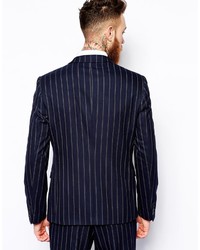 Asos Brand Skinny Fit Suit Jacket In Fine Stripe