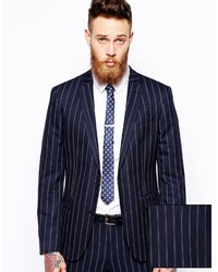 Asos Brand Skinny Fit Suit Jacket In Fine Stripe