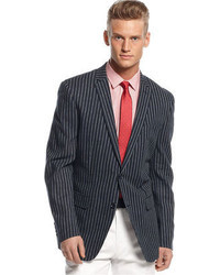 Bar III Carnaby Collection Navy Bold Striped Sport Coat Slim Fit