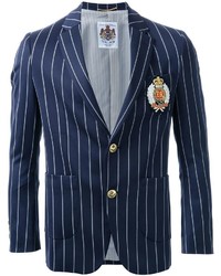 Education From Youngmachines Pinstriped Insignia Applique Single Breasted Blazer