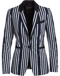 Rag & Bone Jean Windsor Striped Woven Blazer Navywhite