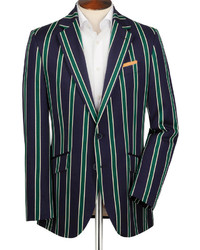Charles Tyrwhitt Navy And Green Classic Fit Striped Boating Blazer
