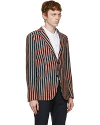 Etro Navy Armure Weave Blazer