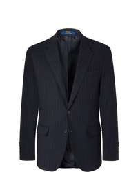 Polo Ralph Lauren Navy Slim Fit Pinstriped Stretch Cotton And Wool Blend Suit Jacket