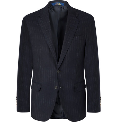 Pinstriped cotton-blend blazer