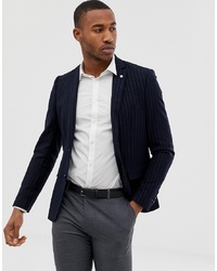 AVAIL London Skinny Fit Pinstripe Suit Jacket In Navy