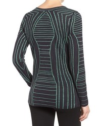 Nic+Zoe Urban Stripe Linen Blend Reversible Knit Top