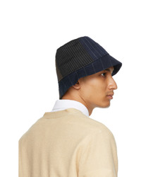 Barena Navy And Black Linen Gianto Bucket Hat
