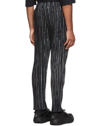 Homme Plissé Issey Miyake Black Pastel Stripe Trousers