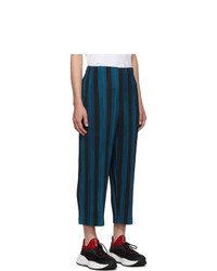 Homme Plissé Issey Miyake Blue And Black Stripe Rod Trousers
