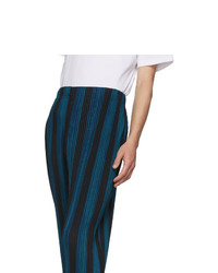 Homme Plissé Issey Miyake Blue And Black Stripe Rod Trousers