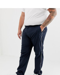 ASOS DESIGN Plus Skinny Smart Trouser In Stripe With White Piping