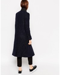 Asos Collection Coat In Pinstripe With Stand Collar
