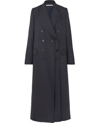 Stella McCartney Double Breasted Pinstriped Wool Blend Coat