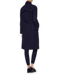 Eudon Choi Navy Pinstripe Belted Trench