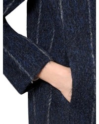 Pinstriped Bonded Wool Neoprene Coat