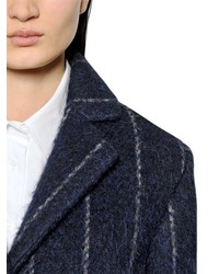Pinstriped Bonded Wool Neoprene Coat