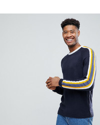 ASOS DESIGN Asos Tall Fluffy Jumper With Contrast Stripes In Navy