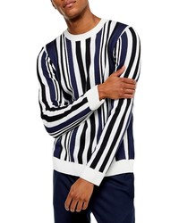 Topman Vertical Stripe Crewneck Sweater
