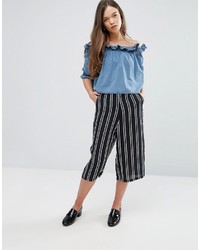 Navy Vertical Striped Culottes
