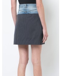 Maison Margiela Patched Pinstripe And Denim Mini Skirt