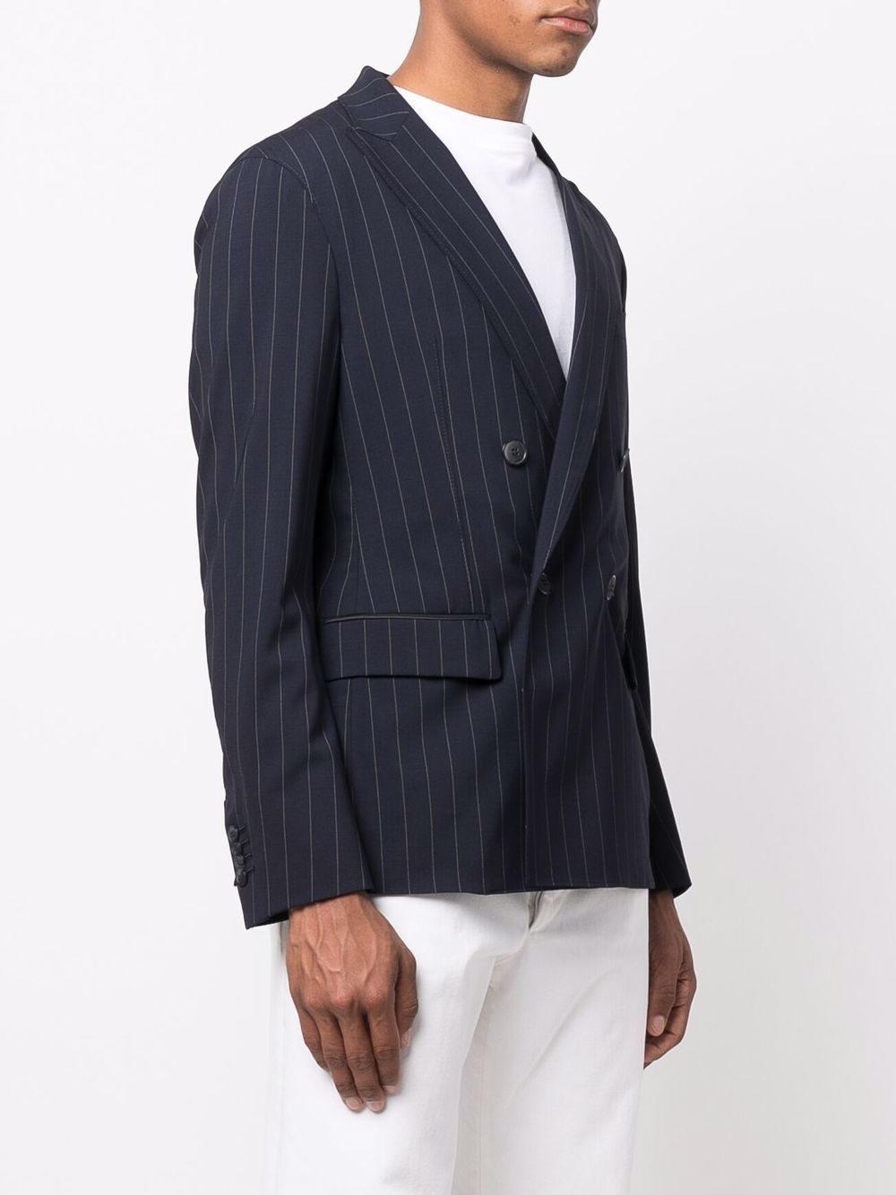 Giorgio Armani Double Breasted Pinstripe Blazer, $2,437 | farfetch.com ...