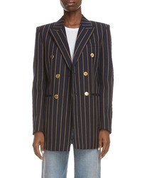 Saint Laurent Double Breasted Stripe Wool Blazer