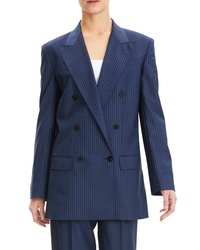 Theory Pale Stripe Double Breasted Wool Jacket