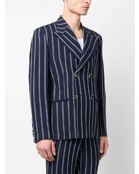CANAKU Striped Double Breasted Blazer