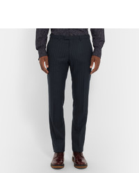 Dries Van Noten Blue Slim Fit Pinstriped Wool Suit Trousers