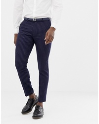 MOSS BROS Moss London Skinny Suit Trouser Navy Crepe Double Breasted