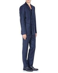 Givenchy Pinstriped Twill Trousers Blue
