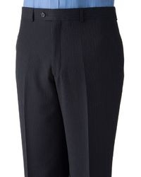 Savile Row Striped Flat Front Navy Suit Pants
