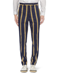 Ami Striped Wool And Cotton Blend Suit Trousers
