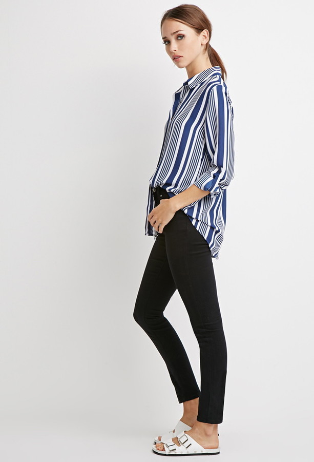 black and white vertical striped shirt forever 21