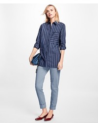 Brooks Brothers Striped Cotton Dobby Tunic