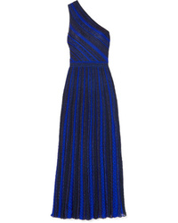 Missoni One Shoulder Striped Metallic Crochet Knit Gown