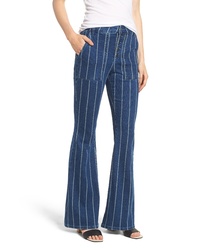 Tinsel Stripe High Waist Flare Jeans