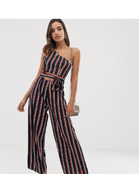 Parallel Lines One Shoulder Jumpsuit With Cut Out Detail In Stripe