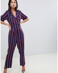 ASOS DESIGN Wrap Jumpsuit With Self In Stripe