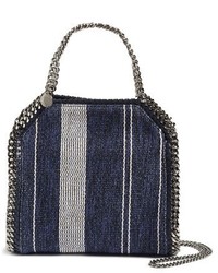 Navy Vertical Striped Leather Crossbody Bag