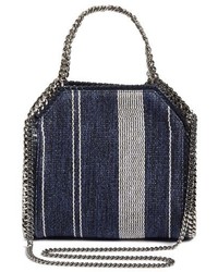 Stella McCartney Mini Falabella Linen Weave Faux Leather Crossbody Bag Blue