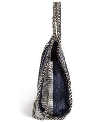 Stella McCartney Mini Falabella Linen Weave Faux Leather Crossbody Bag Blue
