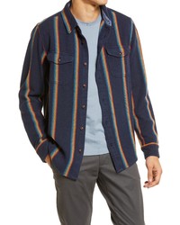 Outerknown Check Organic Cotton Button Up Shirt In Marine Stripe At Nordstrom