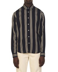 Sandro H21 Winter Flow Stripe Long Sleeve Sport Shirt