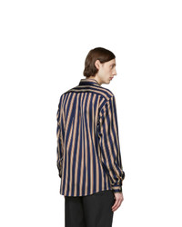 Schnaydermans Navy And Off White Striped Boxy Shirt