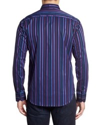 Bugatchi Shaped Fit Stripe Sport Shirt