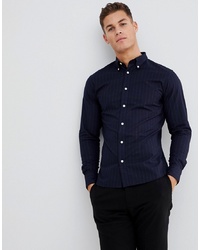 Selected Homme Slim Fit Collar Shirt With Faint Stripe