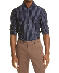 Brunello Cucinelli Stripe Cotton Button Up Shirt